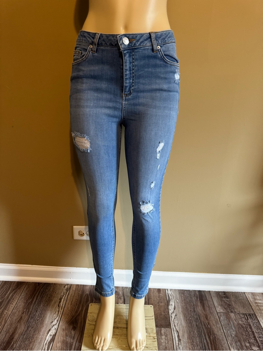NWT Miss Selfridge Lizzie High Waist Distressed Skinny Jeans